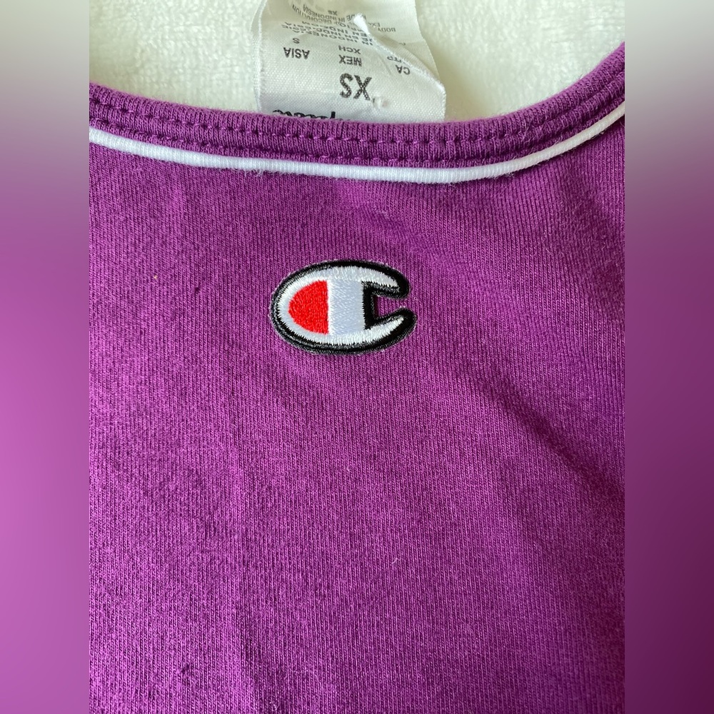 Women’s champion purple biker shorts & crop tank top set - Picture 9 of 16